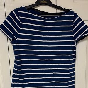 Talbots Navy and White Striped Short Sleeve Tee